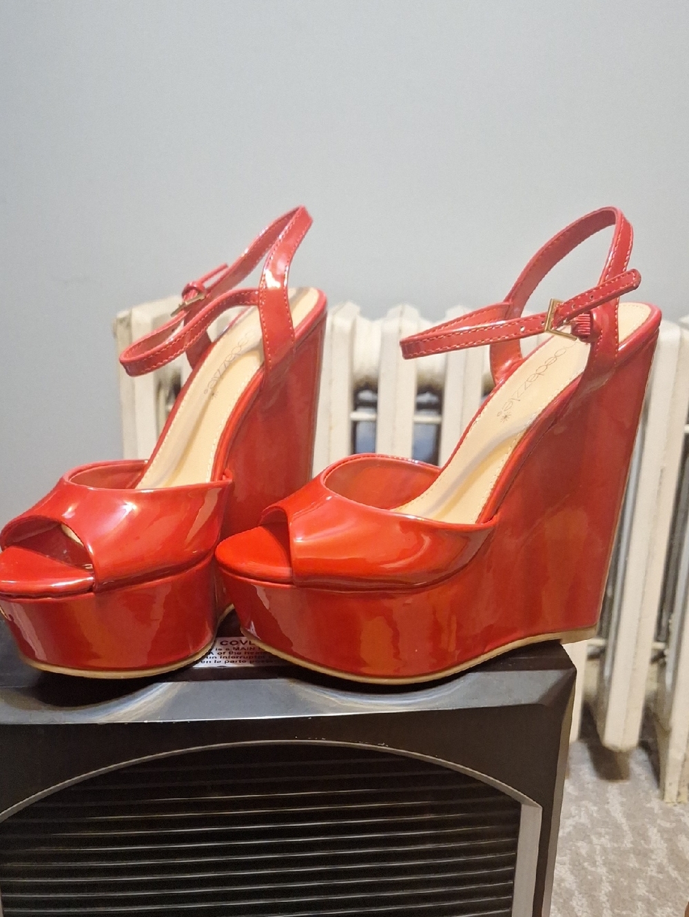 Red Patent Platform Wedge Sandals - Women's By Shoe Dazzle